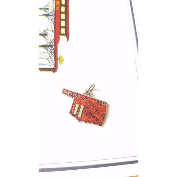Oklahoma Enameled State Charm,  Other States Available - Picture 2 of 5